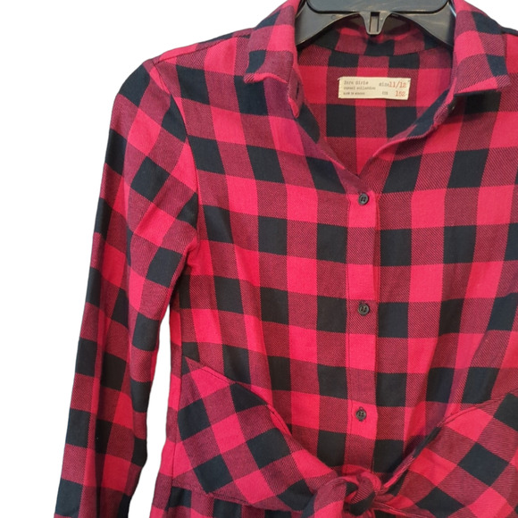 ZARA GIRLS Casual Red Buffalo Check Plaid Holiday Casual Dress Size 11/12 - Picture 3 of 7